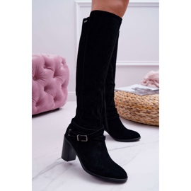 Botas de salto feminino em camurça Big Star EE274520 preto 1