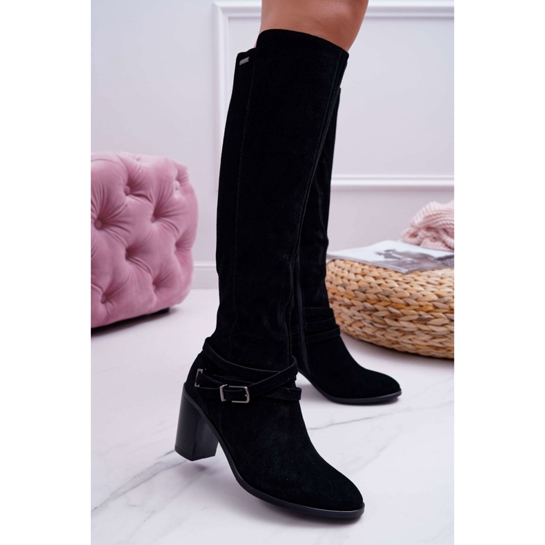 Botas de salto feminino em camurça Big Star EE274520 preto 1