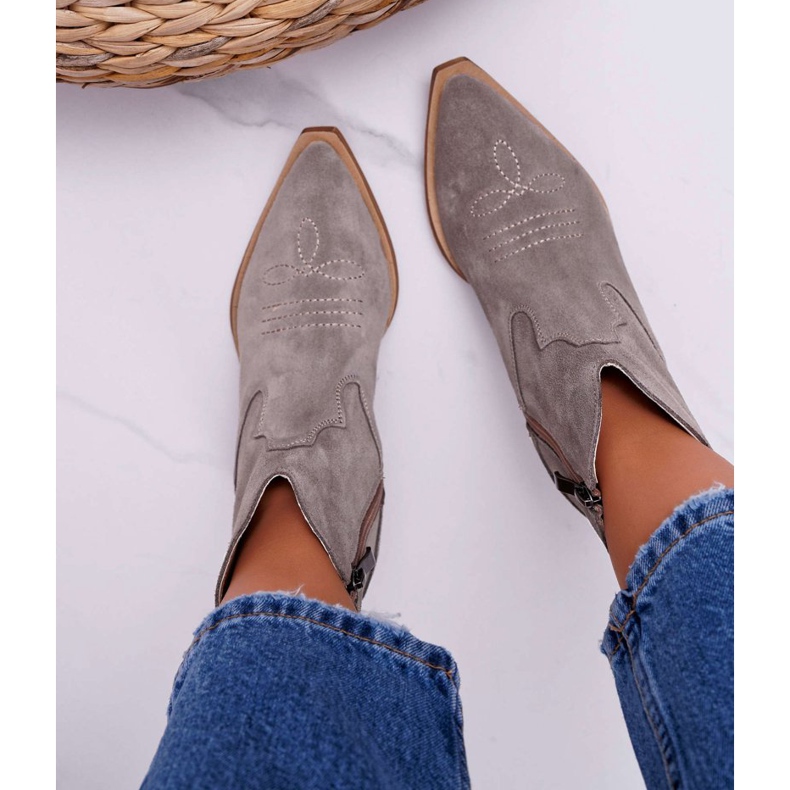 Nicole Botas femininas de couro de caubói cappucino extravagante castanho 2