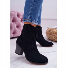 BUGO Botas femininas de salto pretas Nutriso Botas de caubói preto 1