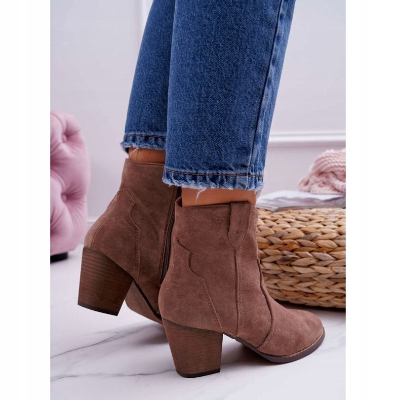 BUGO Botas femininas de salto alto Cowboy Boots Khaki Nutriso cáqui 2