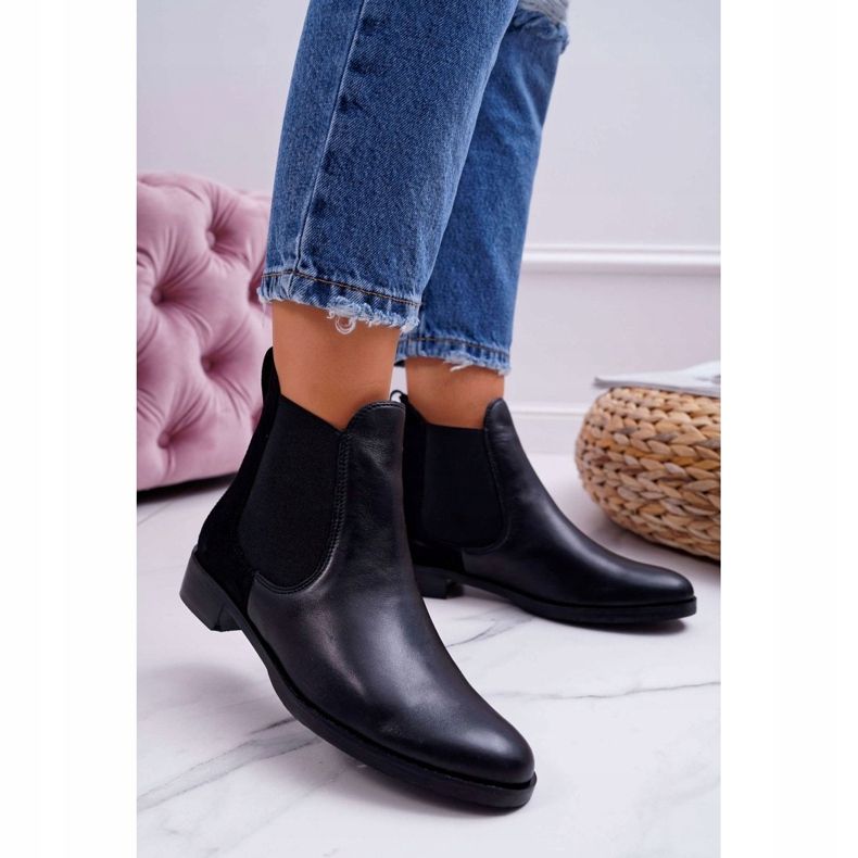 Botas femininas de couro Jodhpur Maciejka preta 04359 preto 1