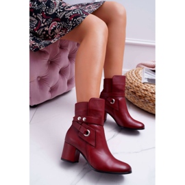 Botas femininas de couro slip-on Borgonha 1820 Laura Messi vermelho 1