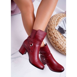 Botas femininas de couro slip-on Borgonha 1820 Laura Messi vermelho 2