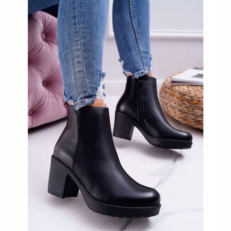 BUGO Botas de salto feminino pretas Veba preto 1