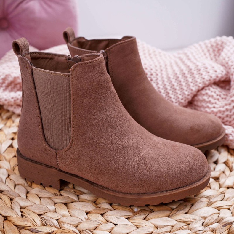 POPA Botas infantis com salto plano Khaki Mergolo cáqui 2 POPA Botas infantis com salto plano Khaki Mergolo cáqui 2