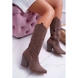 Botas femininas de salto alto Cowboy Cappuccino Brunt castanho 1
