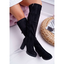EVE Botas femininas de salto alto camurça velkor quente preto 2
