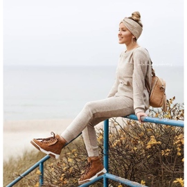 Sapatas esportivas femininas Big Star High Camel EE274224 marrom 1