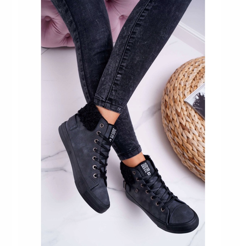 Tênis feminino Big Star High Warm Black EE274080 preto 2