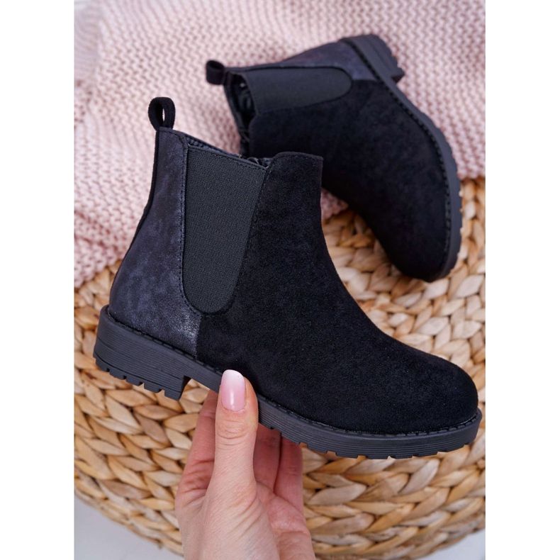 POPA Botas de salto plano jovem mergulhão preto 1