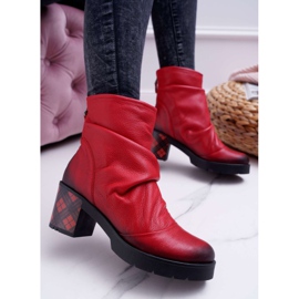 Botas Maciejka de couro feminino vermelhas 04216-08 / 00-3 vermelho 1