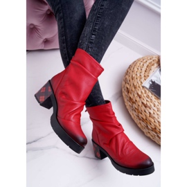 Botas Maciejka de couro feminino vermelhas 04216-08 / 00-3 vermelho 2
