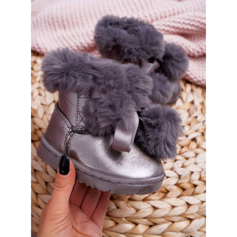 FRROCK Botas aquecidas para crianças, cinza escuro, neve, teto 2