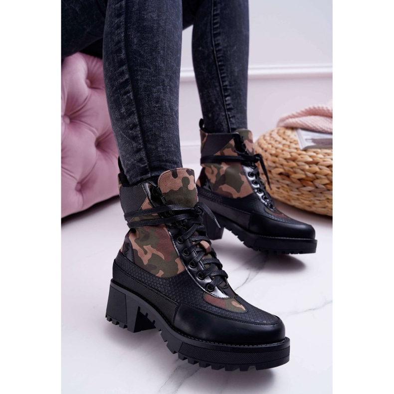 SEA Botas altas femininas Camuflagem preta Trapery Nemtere preto 1