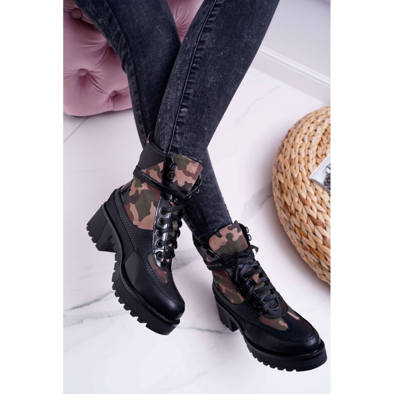SEA Botas altas femininas Camuflagem preta Trapery Nemtere preto 2