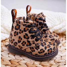 FRROCK Botas infantis com zíper em padrão leopardo Lilo castanho multicolorido 1