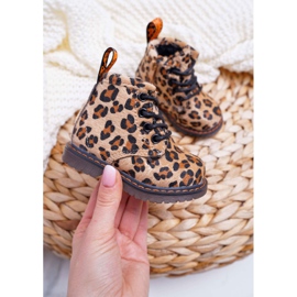 FRROCK Botas infantis com zíper em padrão leopardo Lilo marrom multicolorido 2