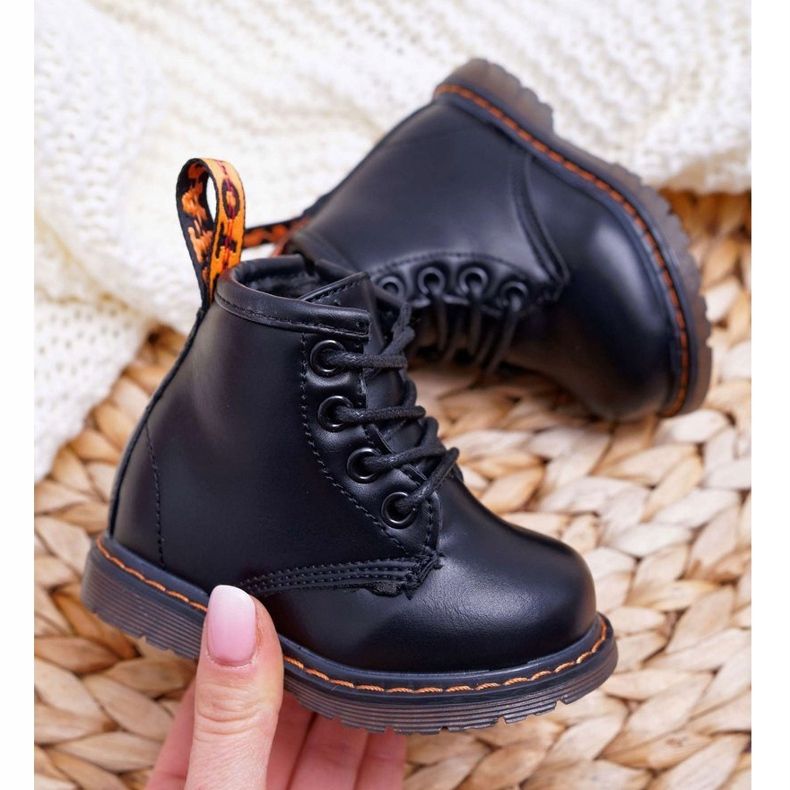 FRROCK Botas quentes infantis pretas pegajosas com zíper preto 1 FRROCK Botas quentes infantis pretas pegajosas com zíper preto 1