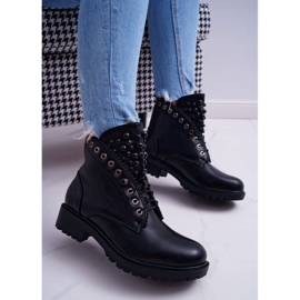 FRID Botas femininas com pérolas Warm Black Memer preto 1