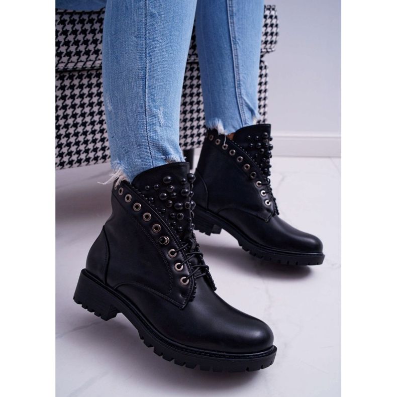 FRID Botas femininas com pérolas Warm Black Memer preto 1 FRID Botas femininas com pérolas Warm Black Memer preto 1