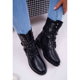BUGO Botas femininas de salto plano preto Emenbar 2