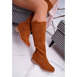 SEA Botas femininas de camurça canela média Camel Temet castanho 2