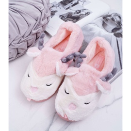 BUGO Chinelos femininos com pele, renas, rosas de rena 1