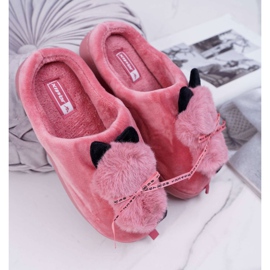 BUGO Chinelos femininos com pele de gatinho vermelho gatinho 1