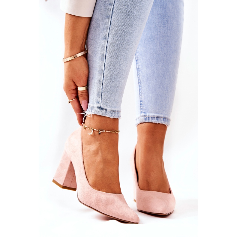 SEA Sapatos femininos no salto camurça bege florena 2