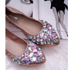 PS1 Bailarinas femininas com pedras de cristal ouro rosa 2 PS1 Bailarinas femininas com pedras de cristal ouro rosa 2