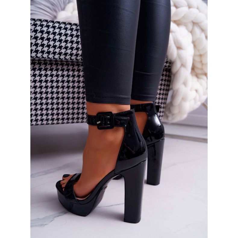 FRID Sandálias femininas de salto alto, plataforma Black Huran preto 2