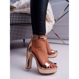 FRID Sandálias femininas de salto alto, plataforma rosa ouro Huran amarelo 1