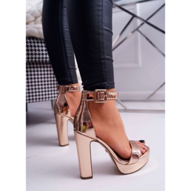 FRID Sandálias femininas de salto alto, plataforma rosa ouro Huran amarelo 2