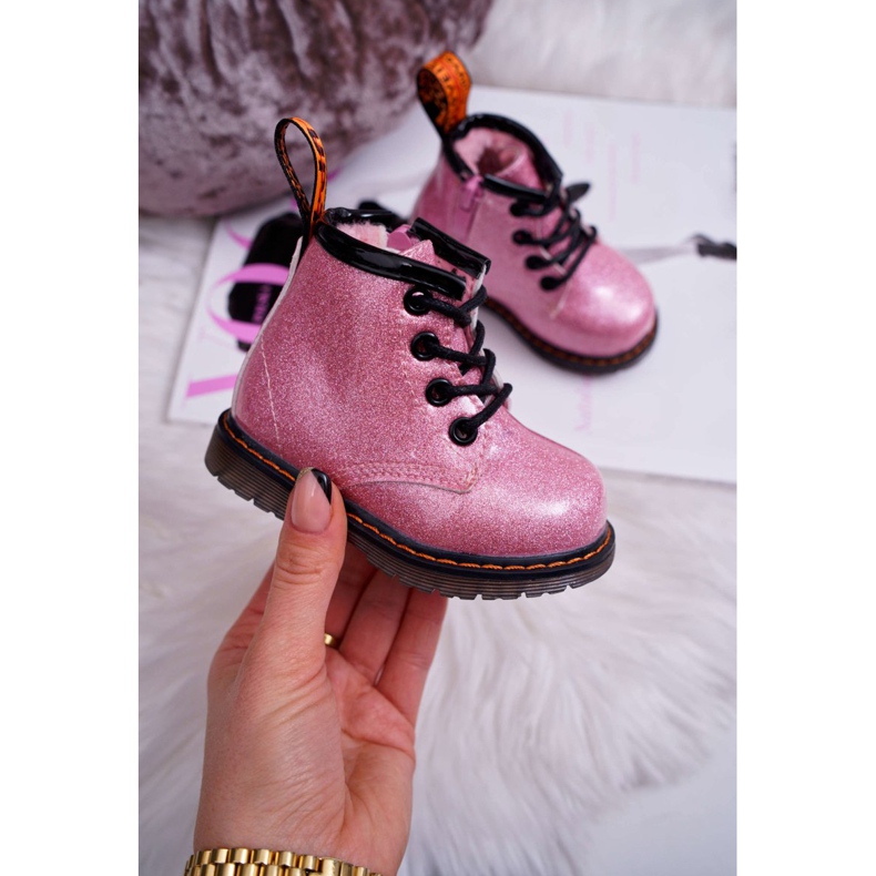 FRROCK Botas aquecidas para crianças com zíper, Mistor Lacquered Glitter Pink rosa 2
