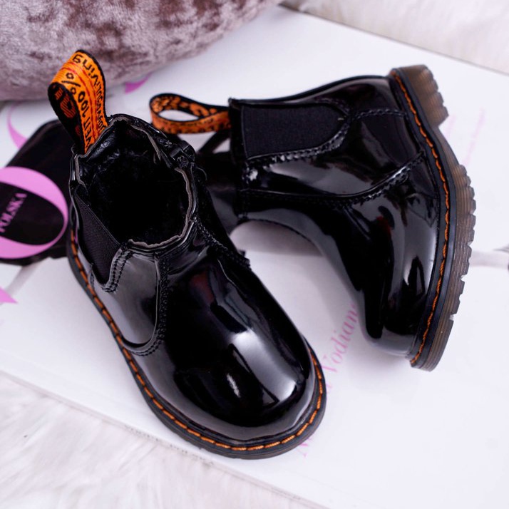 FRROCK Botas infantis aquecidas com zíper Lacquered Black Gustro preto 2