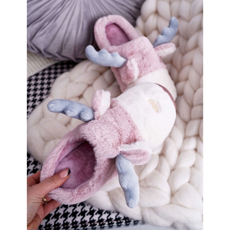 FRID Chinelos femininos com pele e renas rosa deff 2 FRID Chinelos femininos com pele e renas rosa deff 2