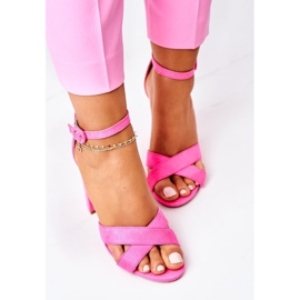 PS1 Sandálias femininas com salto em camurça Fluo Fuchsia Telmen rosa 1