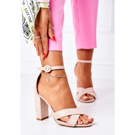 PS1 Sandálias femininas com salto camurça bege Telmen 2