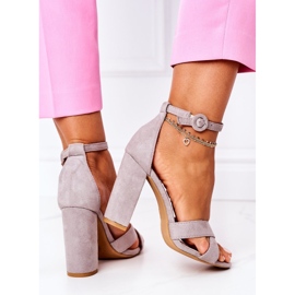 PS1 Sandálias femininas com salto em camurça cinza Telmen 1