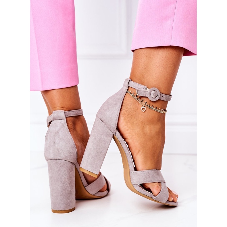 PS1 Sandálias femininas com salto em camurça cinza Telmen 1