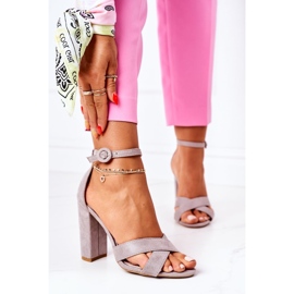 PS1 Sandálias femininas com salto em camurça cinza Telmen 2