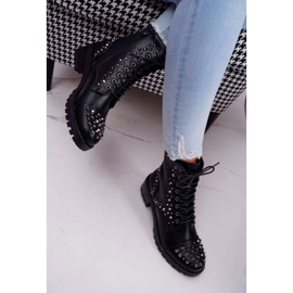 SEA Trabalhadoras de botas femininas com cordão preto de strass 2
