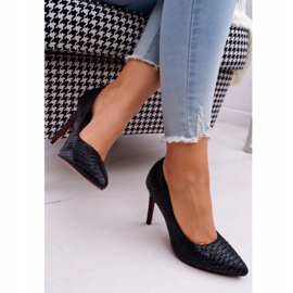 Lu Boo Pele de Cobra Negra Stilettos SnakeDream preto 2