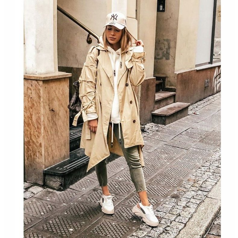 SEA Calçados esportivos femininos com sola grossa bege cardamomo 1