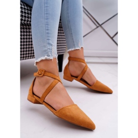 PS1 Bailarinas de camurça feminina no Spitz Camel Vontare castanho 1