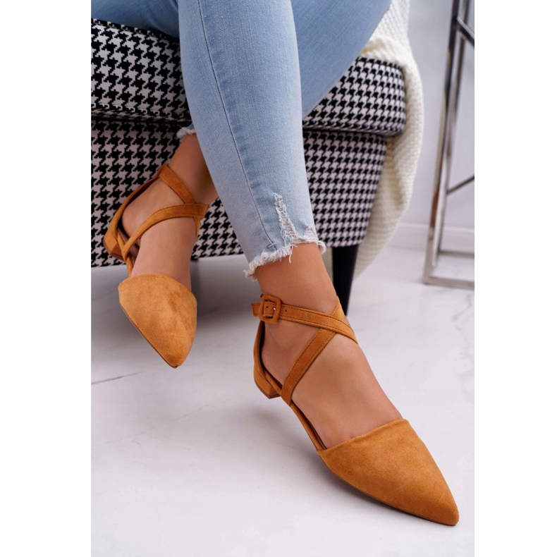 PS1 Bailarinas de camurça feminina no Spitz Camel Vontare castanho 2