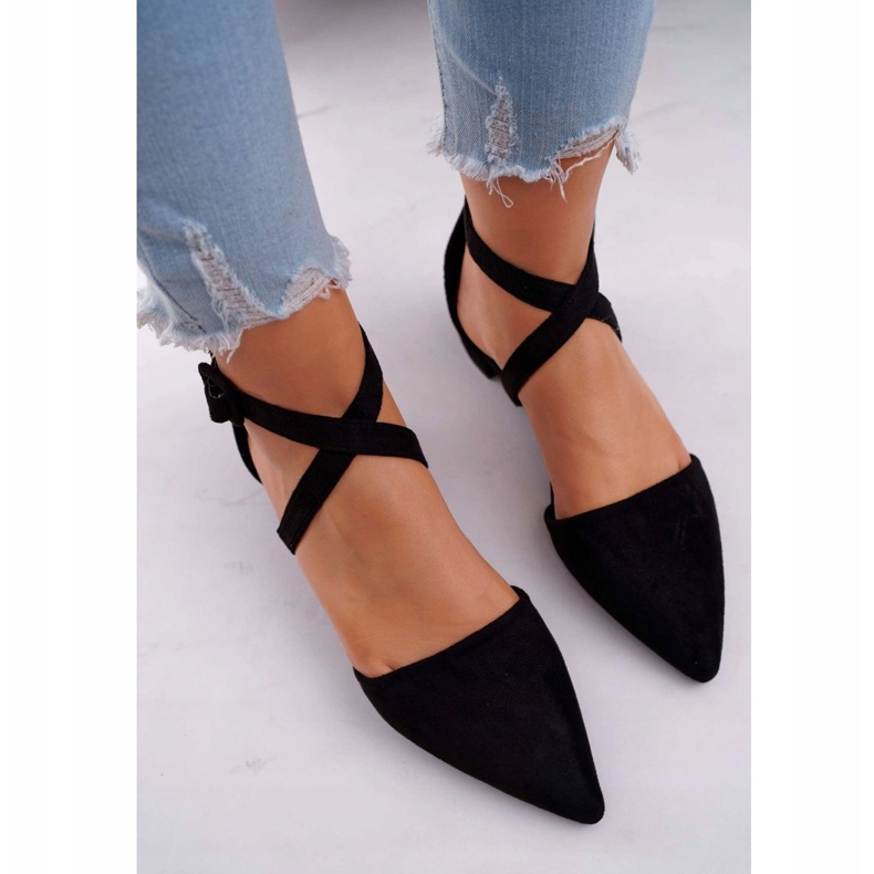 PS1 Bailarinas de camurça feminina em Spitz Black Vontare preto 2