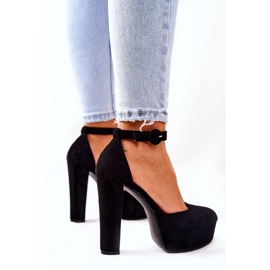 SEA Bomba de salto feminino com plataforma de camurça preta Netel preto 2