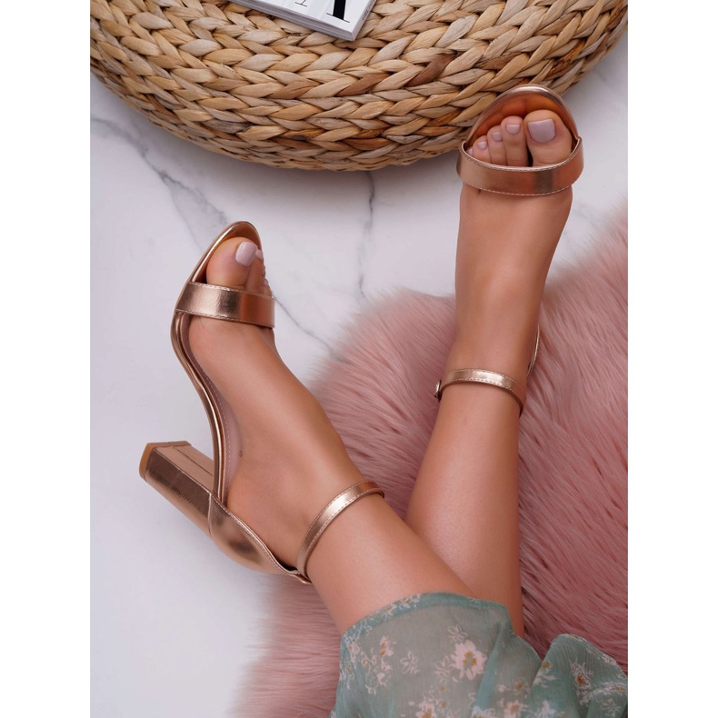 SEA Sandálias de salto clássicas femininas com champanhe Fiji rosa 1